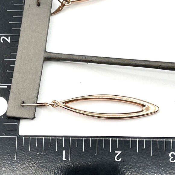 Joan Rivers Rose Gold Tone Elongated Hoop Dangle Earrings Pierced 2.5" - Picture 8 of 9